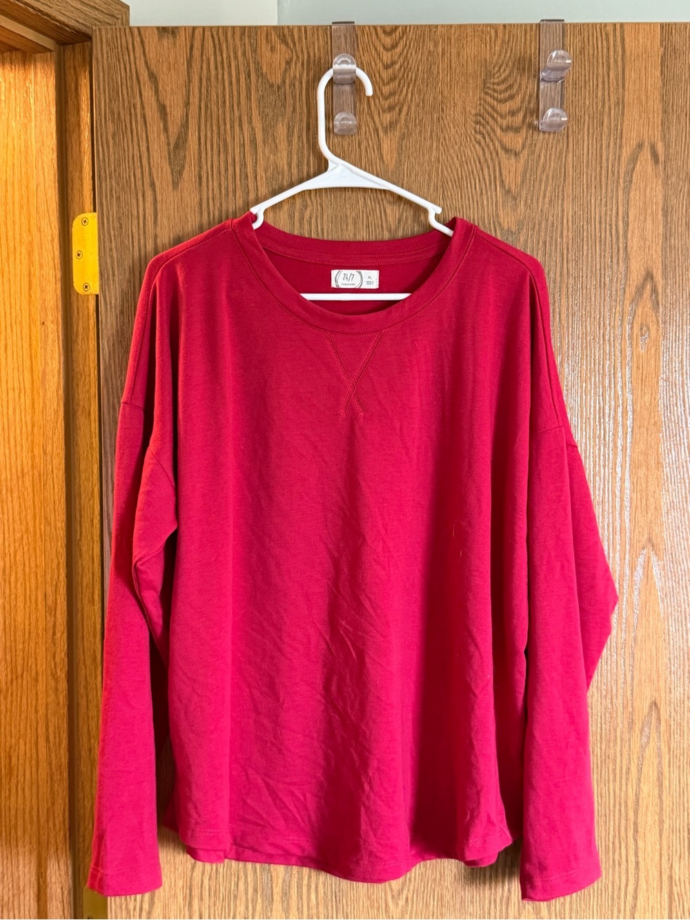 Women's Red Crewneck Sweater - Casual Pullover